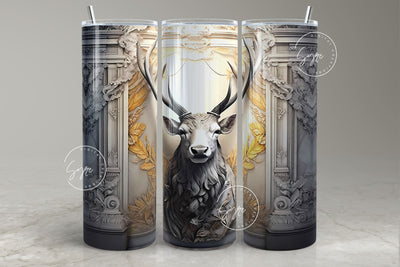 3D Deer Tumbler, White Big buck Tumbler, 20oz Skinny Tumbler Sublimation, Spring Tumbler, Fathers Day Gifts, Mural Art, Digital Download Sublimation Syre Digital Creations 