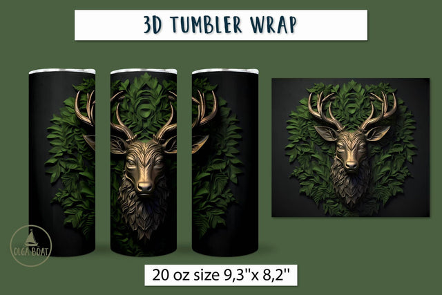 3d Deer tumbler wrap | Animal sublimation tumbler Sublimation Olga Boat Design 