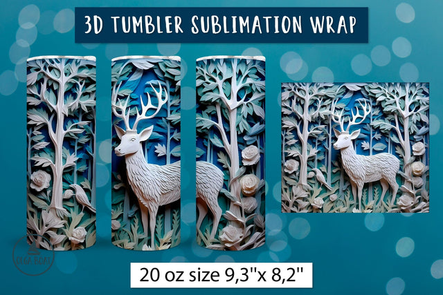 3d deer tumbler wrap | Sublimation tumbler design Sublimation Olga Boat Design 