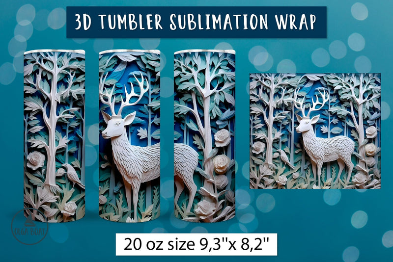 3d deer tumbler wrap | Sublimation tumbler design Sublimation Olga Boat Design 