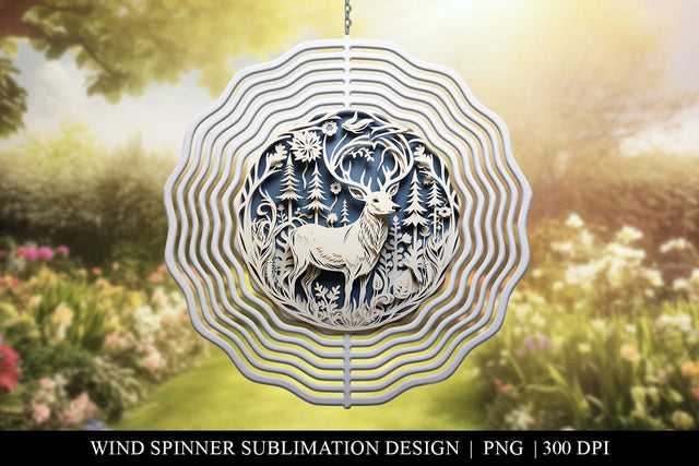 3D Deer Wind Spinner Sublimation PNG Sublimation BijouBay 