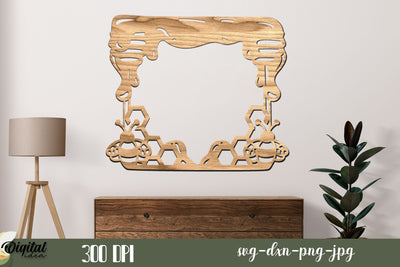 3D Design Laser Cut. Honey Bee Silhouette. Honeycomb Laser Cut. SVG Evgenyia Guschina 