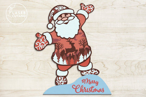 3D Designs CHRISTMAS, Santa and Deer, Multilayer Laser Cut Files, Mandala, SVG, Mini Design Bundles SVG LaserCutano 