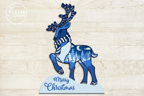 3D Designs CHRISTMAS, Santa and Deer, Multilayer Laser Cut Files, Mandala, SVG, Mini Design Bundles SVG LaserCutano 