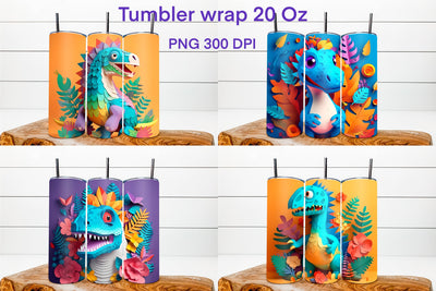 3d dinosaur sublimation tumbler | 3d animal illustration Sublimation Svetana Studio 