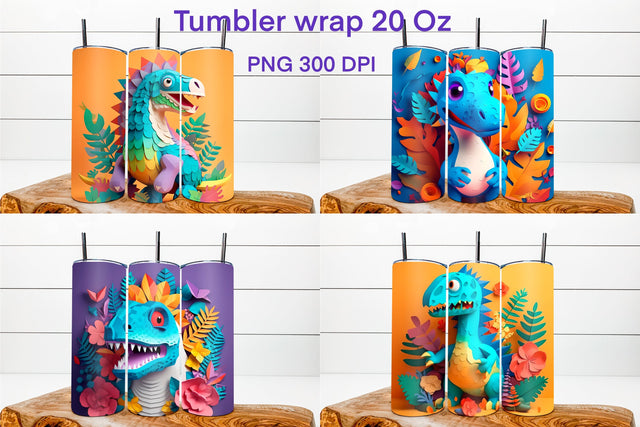 3d dinosaur sublimation tumbler | 3d animal illustration Sublimation Svetana Studio 