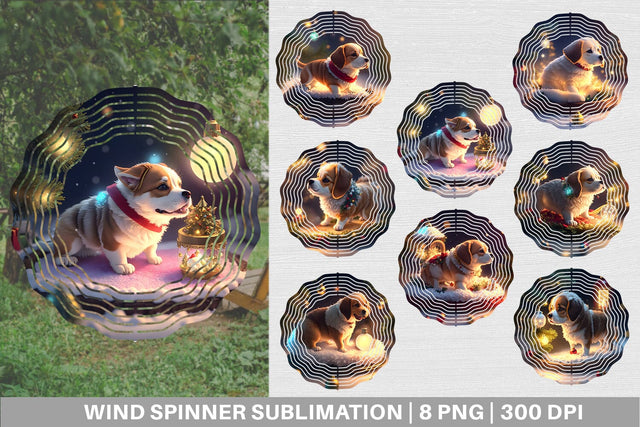 3D Dog with Christmas snow Wind Spinner | Sublimation Spinner Sublimation artnoy 