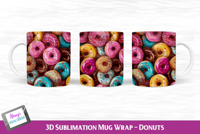 3D Donut Mug | 3D Mug Sublimation Sublimation Stacy's Digital Designs 