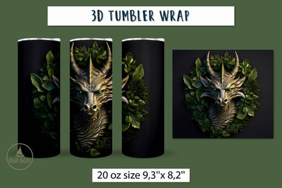 3d Dragon tumbler wrap | Animal tumbler sublimation Sublimation Olga Boat Design 