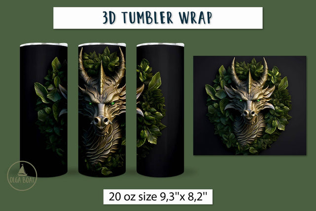 3d Dragon tumbler wrap | Animal tumbler sublimation Sublimation Olga Boat Design 