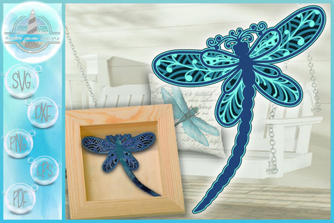 3D Dragonfly Mandala | Multi Layered Mandala | 3D SVG Files for Cricut SVG Harbor Grace Designs 
