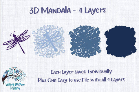 3D Dragonfly Mandala SVG 3D Paper Wispy Willow Designs 