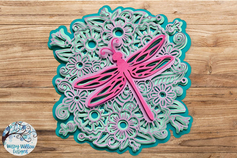 3D Dragonfly Mandala SVG 3D Paper Wispy Willow Designs 