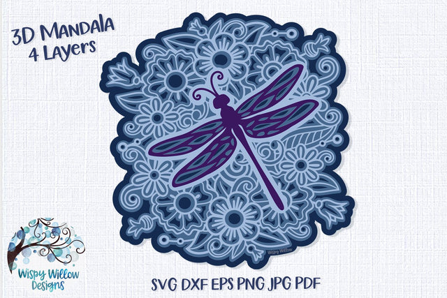 3D Dragonfly Mandala SVG 3D Paper Wispy Willow Designs 