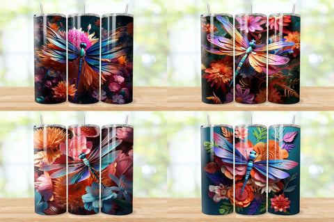 3D Dragonfly Tumbler Wrap Bundle Sublimation Regulrcrative 