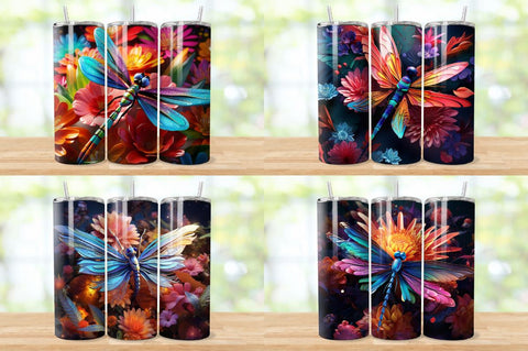 3D Dragonfly Tumbler Wrap Bundle Sublimation Regulrcrative 