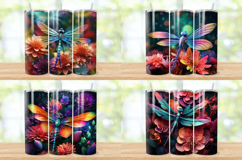 3D Dragonfly Tumbler Wrap Bundle Sublimation Regulrcrative 
