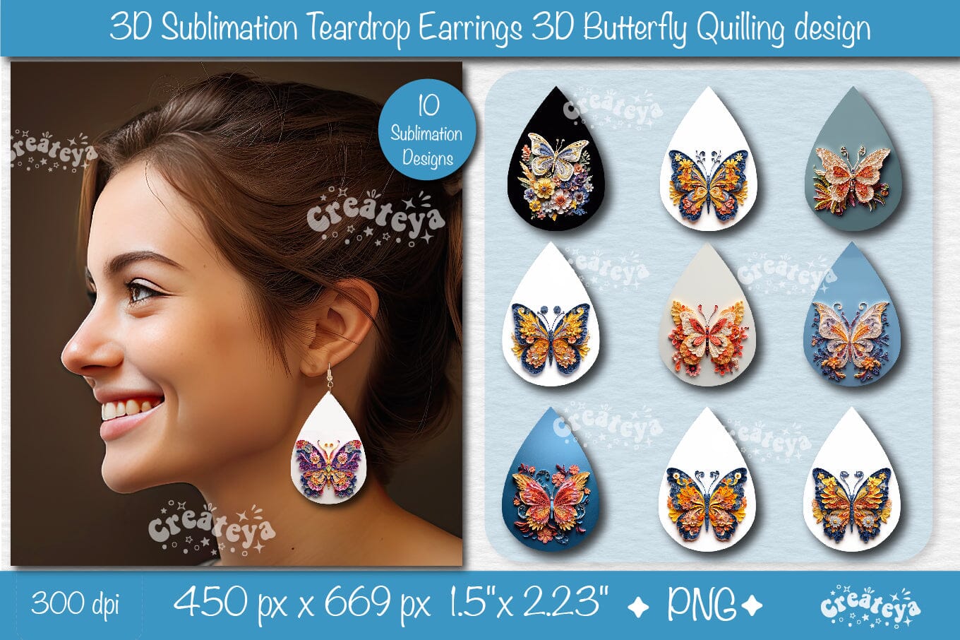 Bundle of 10 Sublimation Earring Designs 