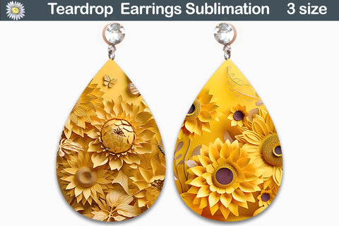 3D Earrings Sublimation Bundle | 3D Flower Teardrop Earrings Sublimation WatercolorColorDream 