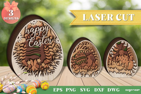 3D Easter Eggs Laser Cut | SVG | Glowforge SVG SvgOcean 