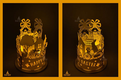 3d Easter lantern svg papercut files SVG Olga Boat Design 