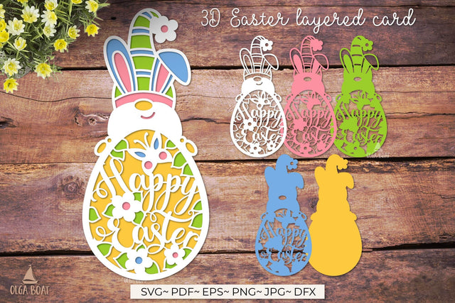 3d Easter layered paper cut Happy easter svg SVG Olga Boat Design 