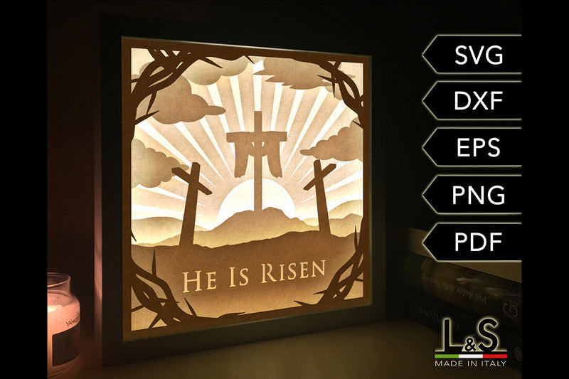 3D Easter Shadow Box Template | Jesus Resurrection Light Box Svg - So ...