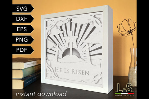 3D Easter Shadow Box Template | Jesus Resurrection Light Box Svg 3D Paper Lights & Silhouettes 