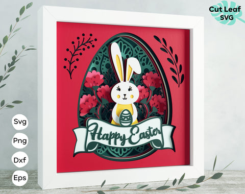 3d Easter svg - Shadow box svg, Happy Easter svg 3D Paper CutLeafSvg 