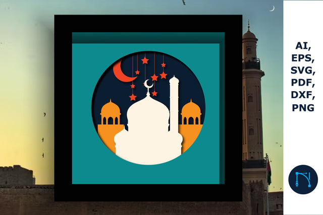 3d Eid Mubarak shadow box SVG cut file SVG MD JOYNAL ABDIN 