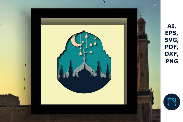 3d Eid Mubarak shadow box SVG cut file SVG MD JOYNAL ABDIN 