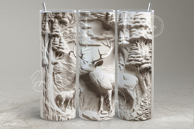 3D Elk Tumbler, Hunting Tumbler Wrap, 20 oz Skinny Tumbler Sublimation, Spring Tumbler, Plaster Wall Art, White Deer Tumbler Wrap, Digital Sublimation Syre Digital Creations 