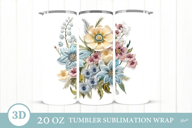 3D Embroidery Design. Tumbler Sublimation Wrap. Sublimation Olga Terlyanskaya 