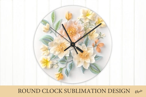 3D Embroidery Flowers Sublimation. Face Clock Design PNG Sublimation Olga Terlyanskaya 