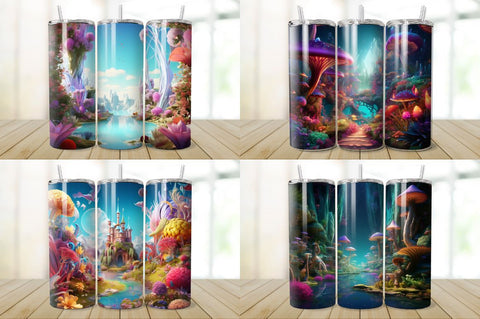 3D Enchanted World Tumbler Bundle Sublimation Regulrcrative 
