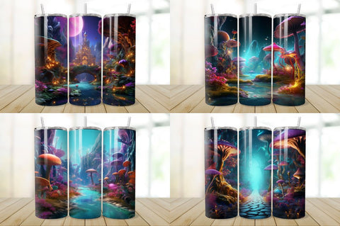 3D Enchanted World Tumbler Bundle Sublimation Regulrcrative 