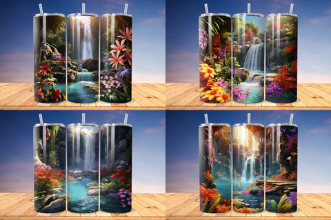 3D Enchanting Waterfall Tumbler Bundle Sublimation Regulrcrative 