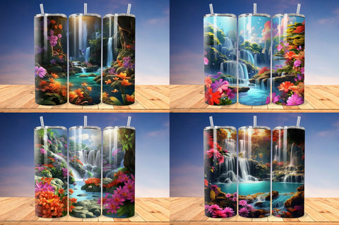 3D Enchanting Waterfall Tumbler Bundle Sublimation Regulrcrative 