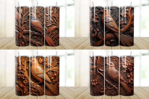 3D Engraved Leather Bird Tumbler Bundle Sublimation Regulrcrative 