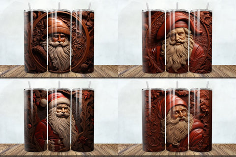 3D Engraved Leather Christmas Santa Tumbler Bundle Sublimation Regulrcrative 