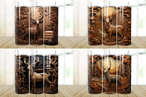 3D Engraved Leather Deer Tumbler Bundle Sublimation Regulrcrative 