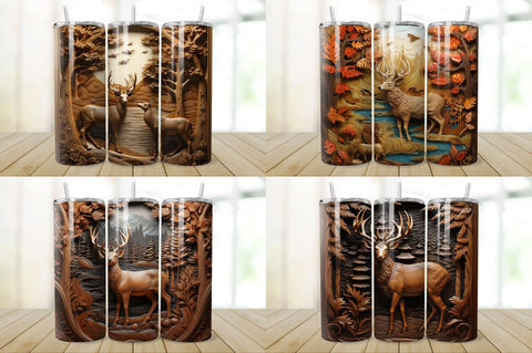 3D Engraved Leather Deer Tumbler Bundle Sublimation Regulrcrative 