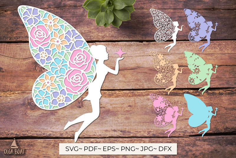 3d Fairy and star | Magic girl silhouette svg SVG Olga Boat Design 