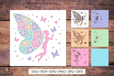 3d fairy and stars svg | Flowers fairy card layered papercut 3D Paper Olga Boat Design 