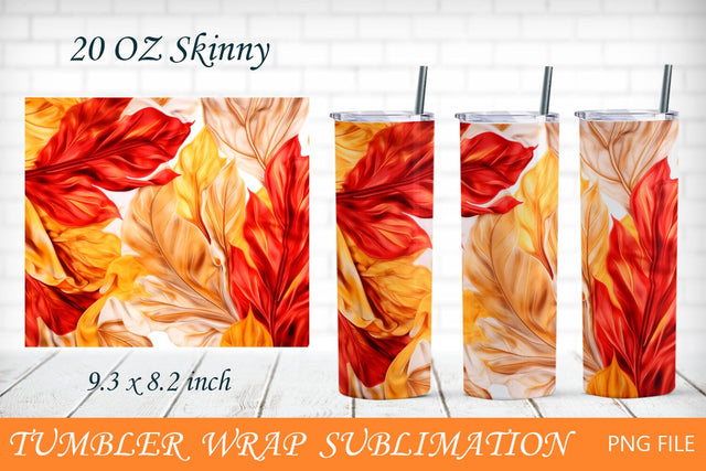 3d Fall leaves tumbler wrap png, Autumn 20 oz tumbler sublimation Sublimation AnastasiyaArtDesign 