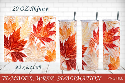 3d fall leaves tumbler wrap sublimation, Autumn 20oz tumbler png Sublimation AnastasiyaArtDesign 