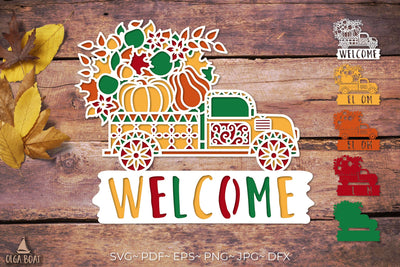 3d fall truck svg | Fall welcome sign paper crafts 3D Paper Olga Boat Design 