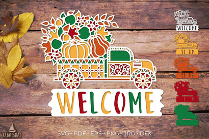 3d fall truck svg | Fall welcome sign paper crafts 3D Paper Olga Boat Design 