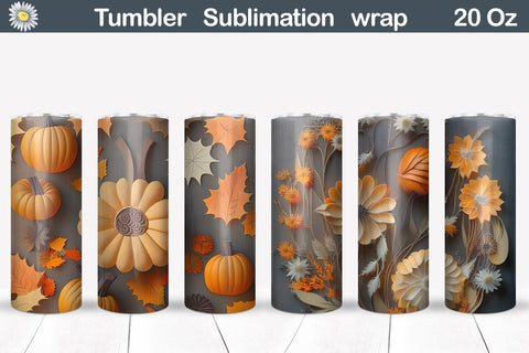 3D Fall Tumbler Wrap | Fall Tumbler Sublimation Sublimation WatercolorColorDream 
