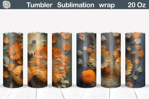 3D Fall Tumbler Wrap | Fall Tumbler Sublimation Sublimation WatercolorColorDream 